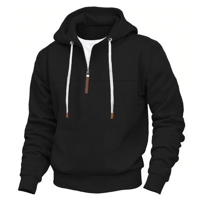 Hommes pull à capuche tendance avec col montant et fermeture éclair Chic und Stil