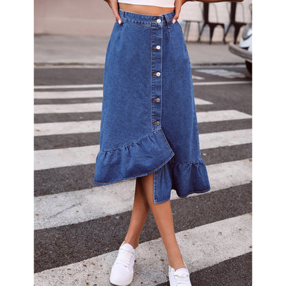 Robe midi pour femmes avec volants et détails de boutons Chic und Stil