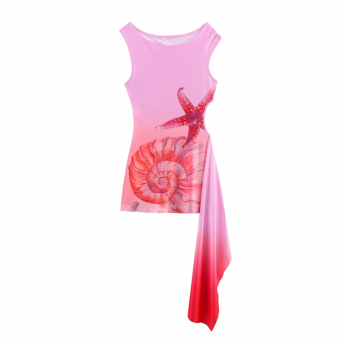 Robe de plage sans manches pour femmes avec des motifs maritimes et un ourlet asymétrique Chic und Stil