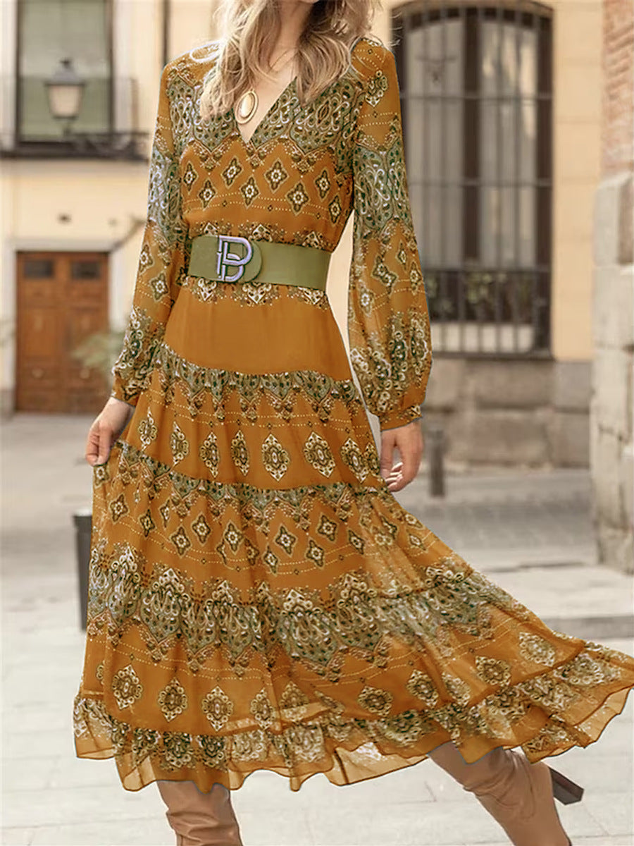 Robe maxi femme à manches volumineuses et design floral élégant Chic und Stil