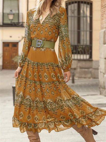 Robe maxi femme à manches volumineuses et design floral élégant Chic und Stil