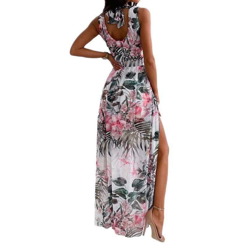 Dames Floral Fente Haute Robe Maxiluxe