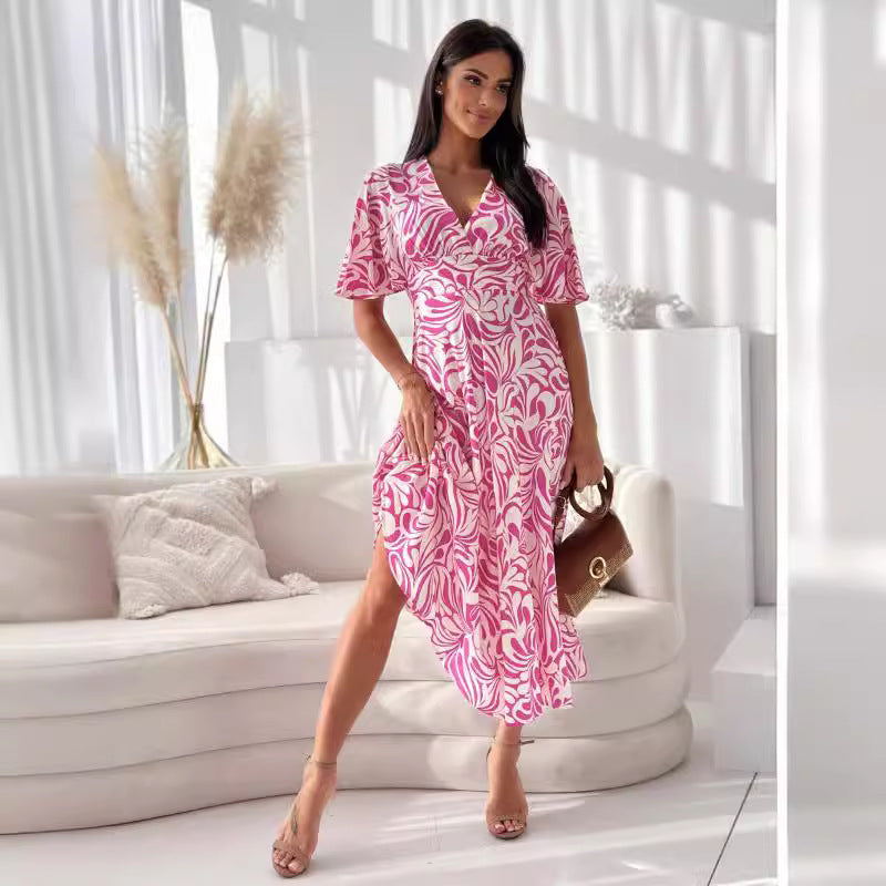Dames Robe Maxi Wrap Fluide Chic und Stil