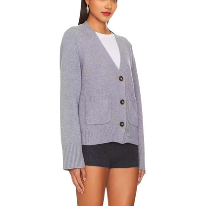 Dames cardigan stylé avec décolleté en V et poches pratiques Chic und Stil