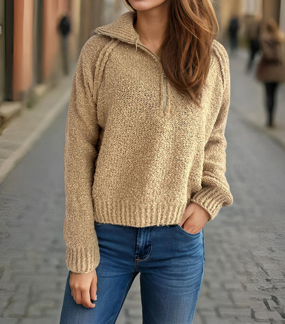 Pull-over zippé décontracté pour dames avec coupe oversize et col haut Chic und Stil