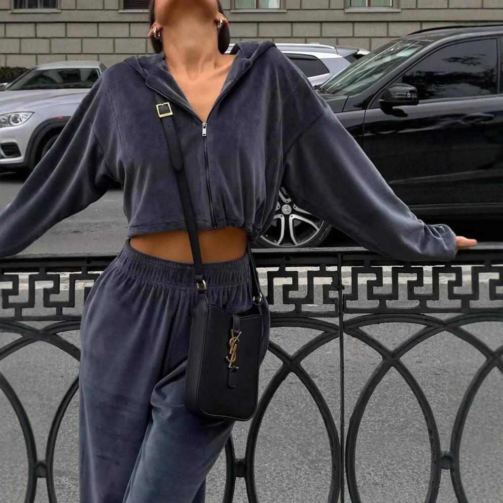 Dames doux velours combinaison à capuche Chic und Stil