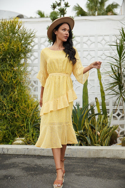 Robe midi à volants pour femmes Chic und Stil