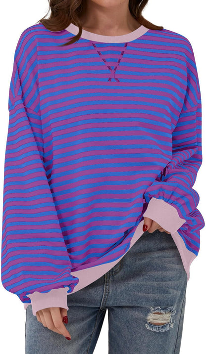Femme pull décontracté avec motif rayé saisissant et bords élastiques Chic und Stil