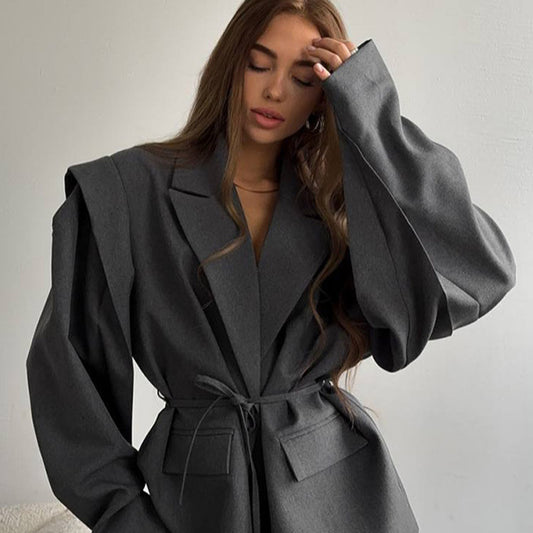 Blazer oversized pour femmes avec ceinture Chic und Stil