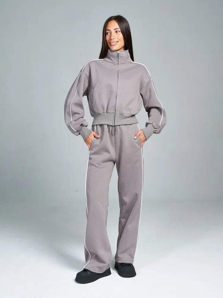 Dames Ensemble de sport lounge de haute qualité avec col montant Chic und Stil