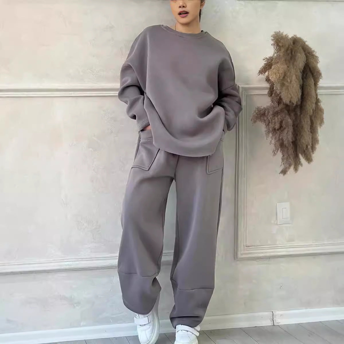 Dames Cozy Oversized Sweat-Set avec des poches spacieuses et une coupe confortable Chic und Stil