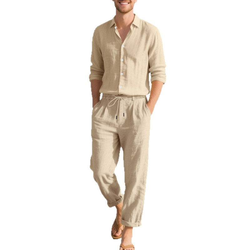 Casual linen pants for men with elastic waistband and practical drawstring Chic and Style