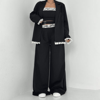 Dames Ensemble élégant à deux pièces avec accents en dentelle Chic und Stil