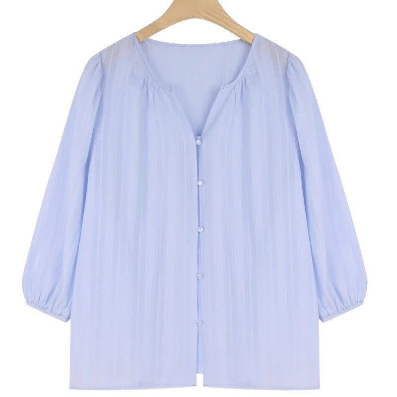 Dames Coupe Détendue Manches Bouffantes Chemise Boutonnée Chic und Stil