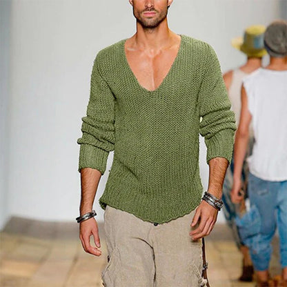 Pull décontracté pour homme en tricot avec décolleté en V profond et coupe confortable Chic und Stil
