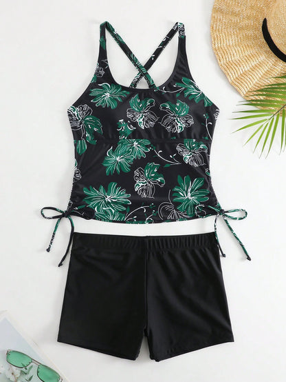 Ensemble de tankini pour femmes avec haut floral et shorts confortables Chic und Stil