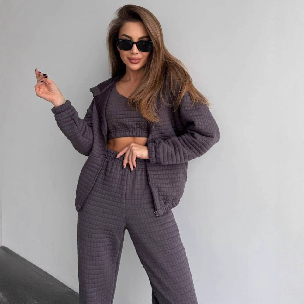 Dames Ensemble de loungewear en polaire confortable avec sweat à capuche Chic und Stil