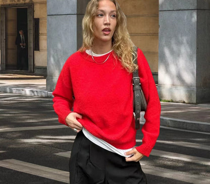 Dames pull en tricot confortable à coupe ample et col montant Chic und Stil