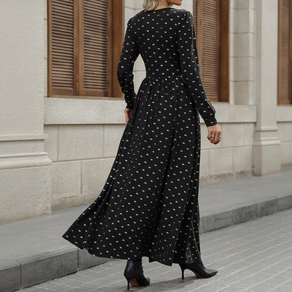 Robe maxi femme avec décolleté en V plongeant et motif ludique Chic und Stil