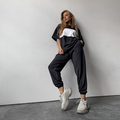 Women's casual oversized loungewear set with cropped top and elastic pants Chic and Style