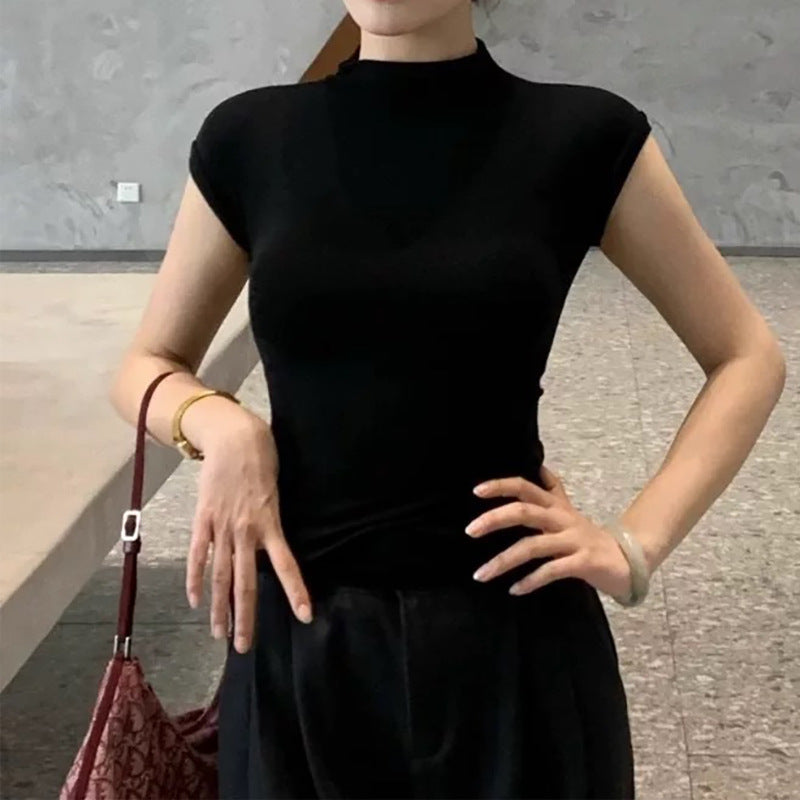 T-shirt ajusté à col montant pour femmes Chic und Stil
