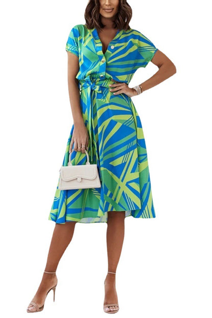 Women's A-line Dress with Button Closure Chic and Style