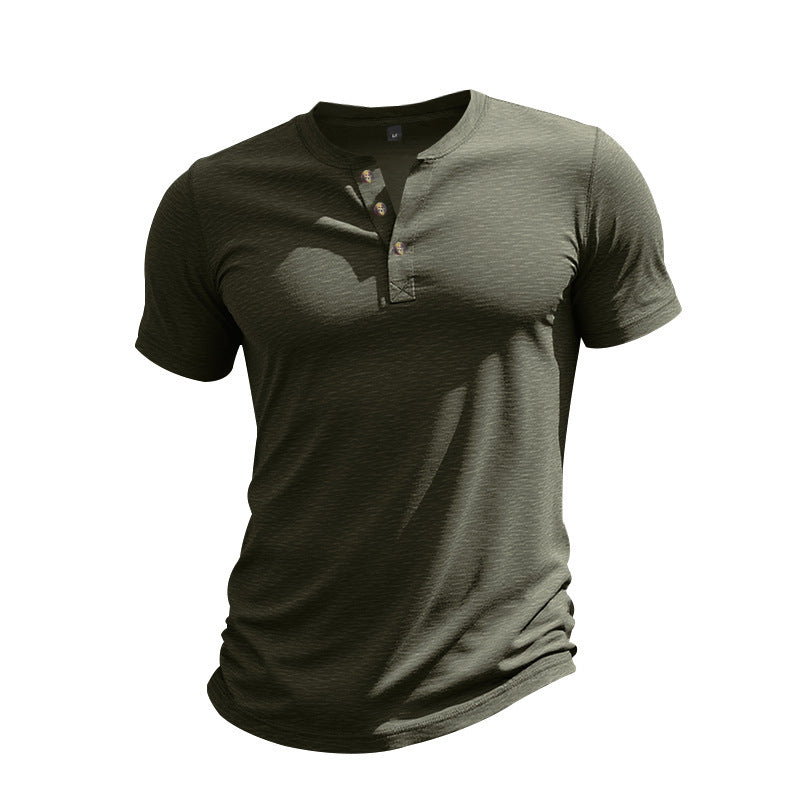 T-shirt Henley à manches courtes décontracté pour hommes en matériau respirant Chic und Stil