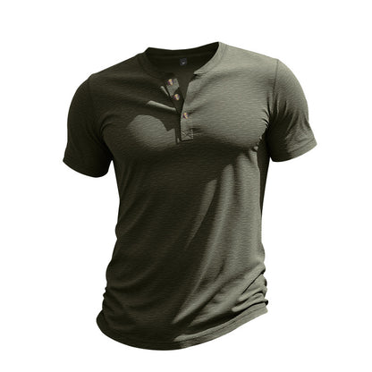 T-shirt Henley à manches courtes décontracté pour hommes en matériau respirant Chic und Stil