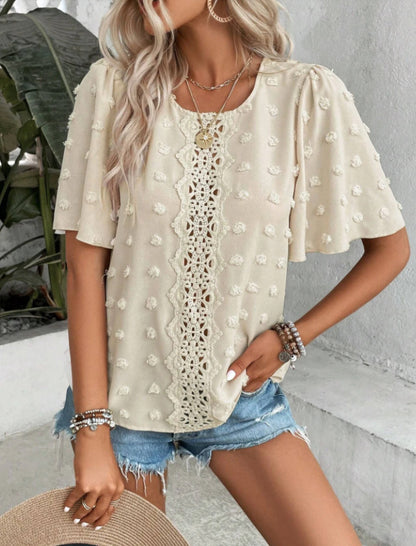 Dames Blouse Fluide Brodée Chic und Stil