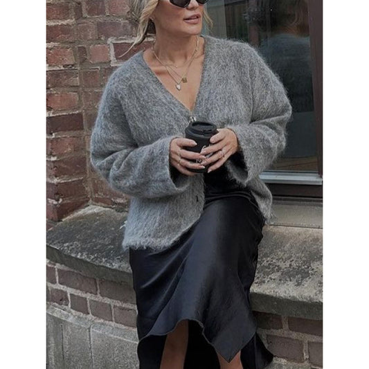 Cardigan en tricot décontracté pour femmes avec coupe oversized et détails de bouton Chic und Stil