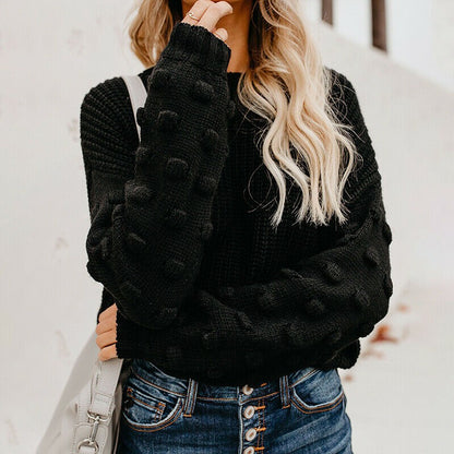Pull en tricot décontracté pour femmes avec des manches volumineuses et un motif texturé Chic und Stil