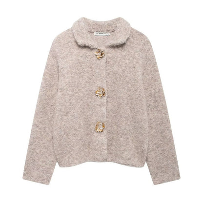Ladies Comfortable Knit Pullover with Decorative Buttons Chic and Style