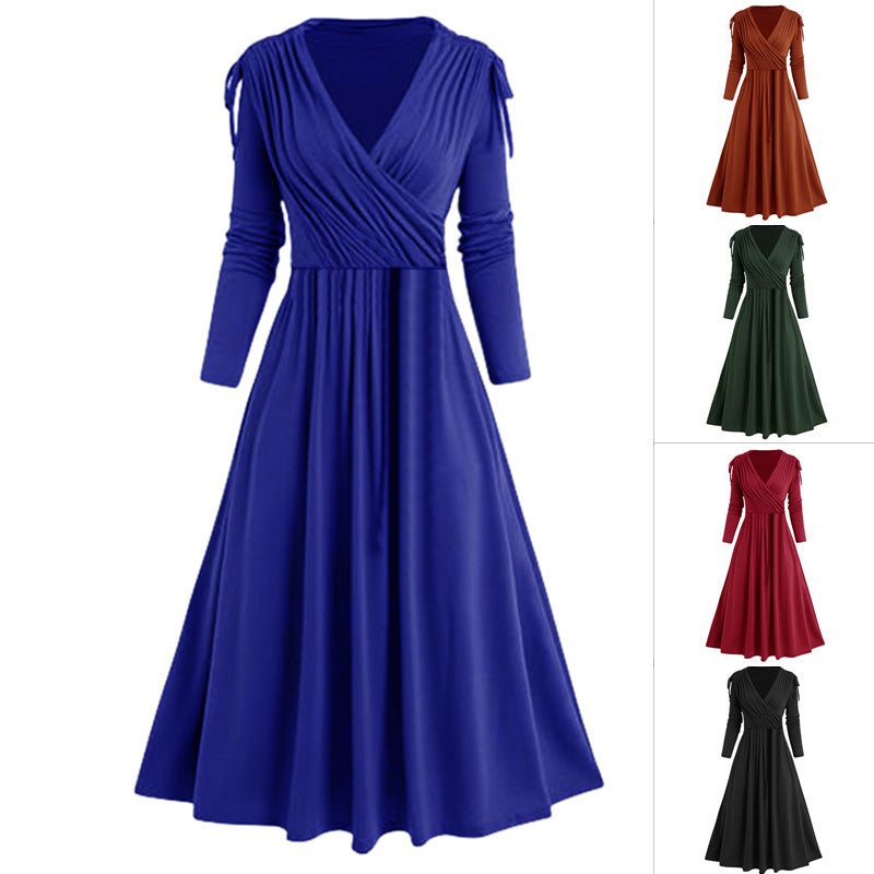 Robe midi femme avec effet drapé et manches longues Chic und Stil