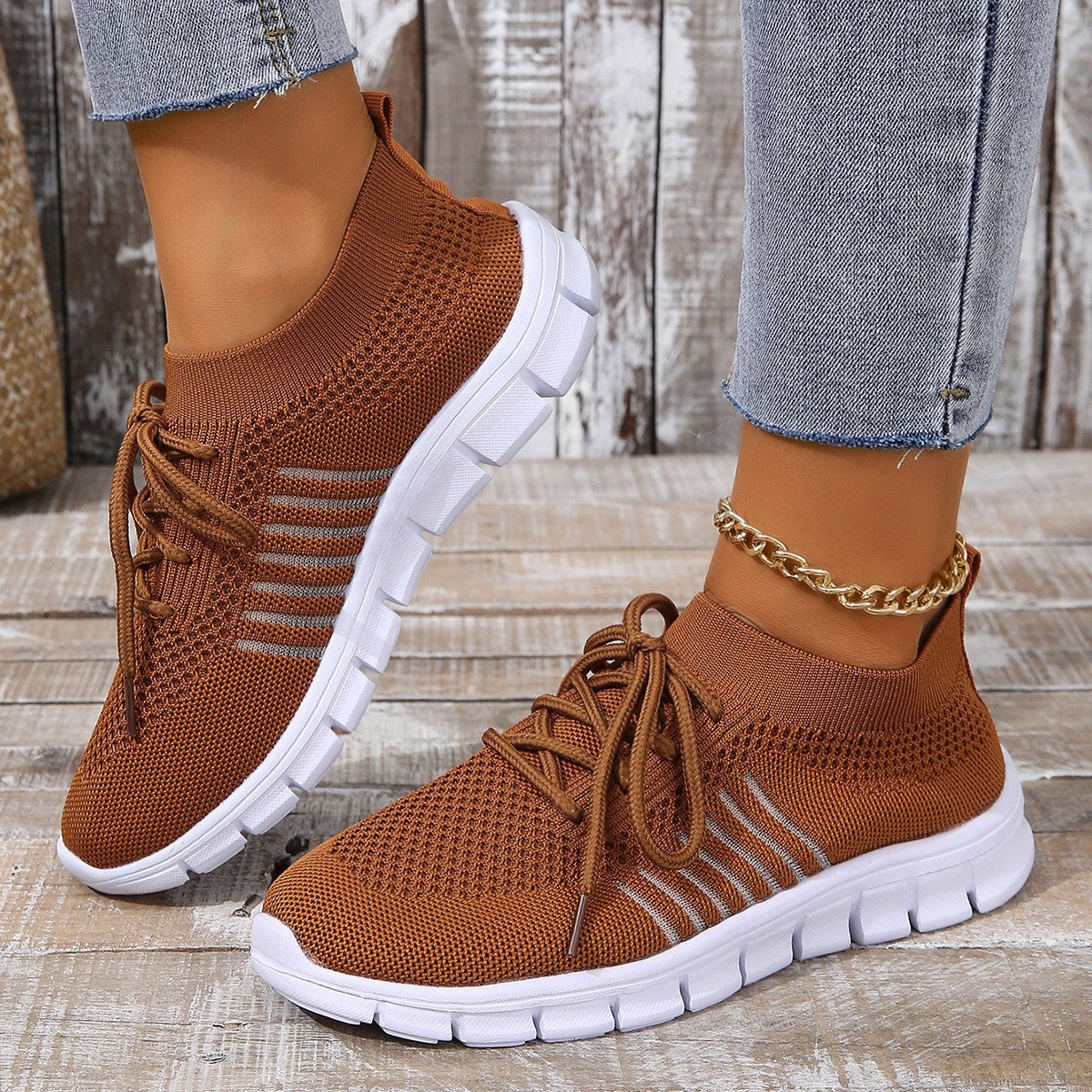 Baskets de sport pour femmes avec dessus en tricot respirant Chic und Stil