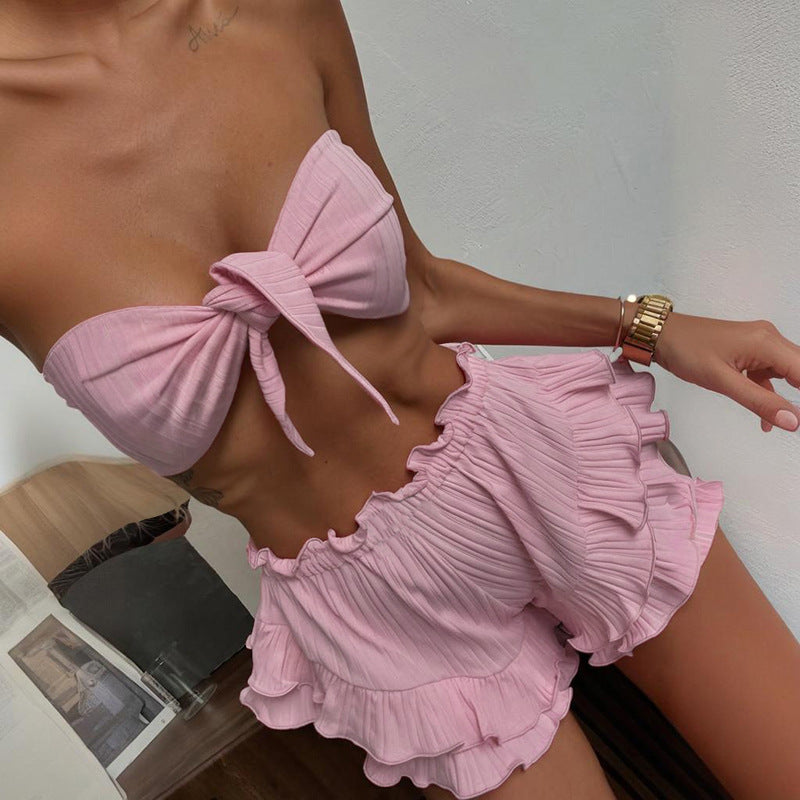 Chic und Stil women's ruffled two-piece swimsuit set