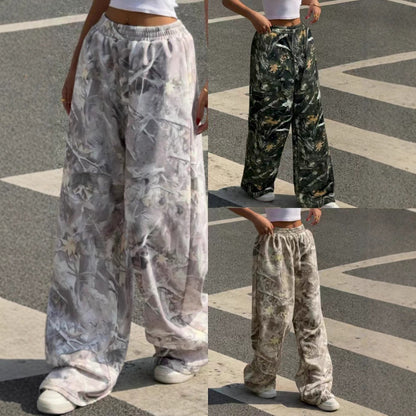 Women Wide Printed Pants with Elastic Waist Chic and Style