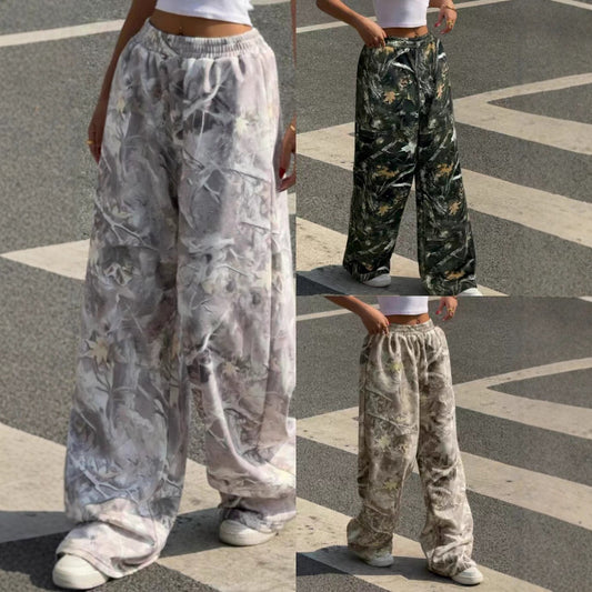 Women Wide Printed Pants with Elastic Waist Chic and Style