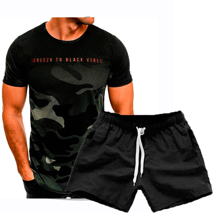 Set de T-shirt camouflage sportif pour hommes et shorts décontractés Chic und Stil
