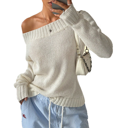 Pull épaule dénudée pour femmes avec motif tricoté texturé Chic und Stil