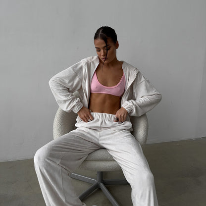 Ladies Sports Velvet Hoodie and Chic Jogging Pants