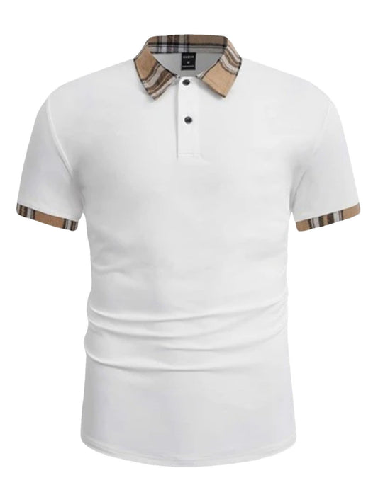 Men's Casual Polished Polo with Checkered Collar Chic and Style