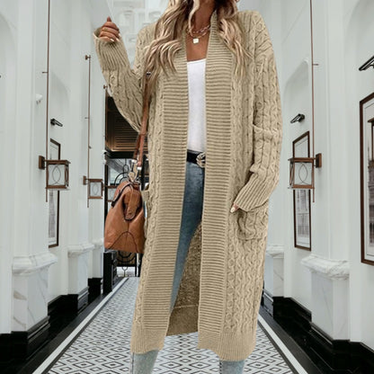 Dames cardigan en grosse maille avec poches ouvertes et finition en câble texturée Chic und Stil