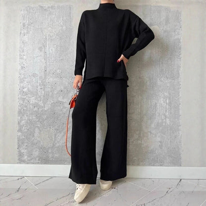 Women Elegant and Casual Lounge Set with a Loose Top and Flared Pants Chic and Style