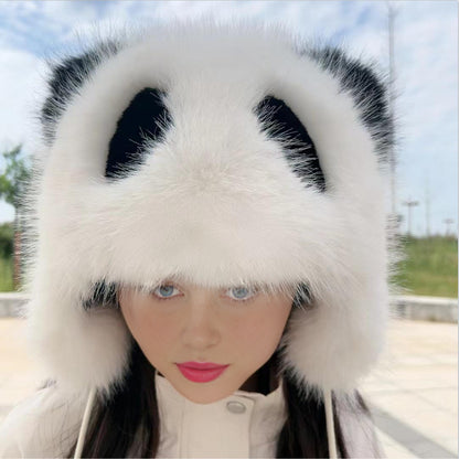 Dames Bonnet en peluche Panda avec oreilles tendance Chic und Stil