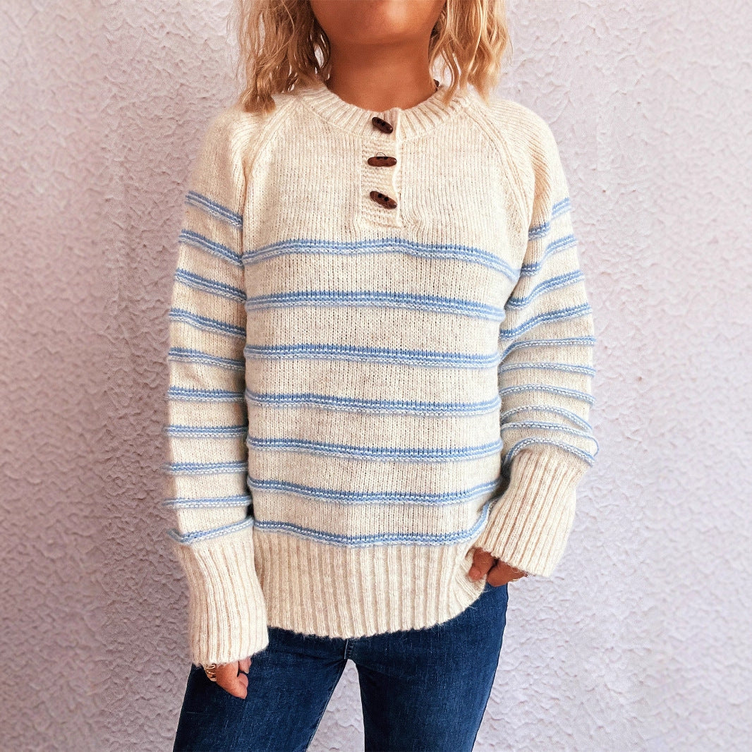 Pull-over en tricot pour dames avec coupe ample et motif rayé à la mode Chic und Stil