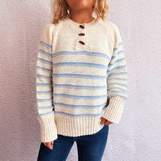 Pull-over en tricot pour dames avec coupe ample et motif rayé à la mode Chic und Stil