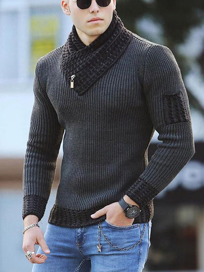 Pull en maille pour hommes avec col montant et design texturé Chic und Stil
