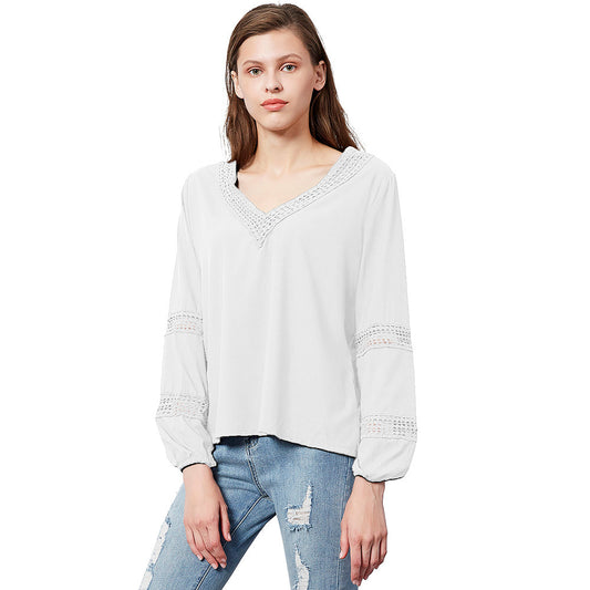 Blouse légère pour femmes avec décolleté en V et dentelle Chic und Stil