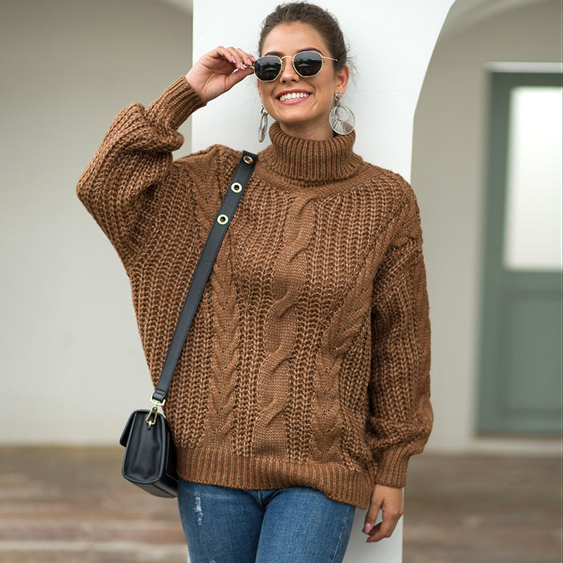Pull en grosse maille pour femmes avec col montant et design de torsades texturé Chic und Stil