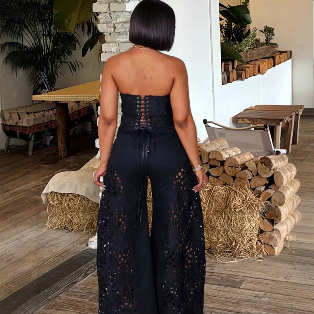 Women Elegant jumpsuit with floral lace details Chic and Style